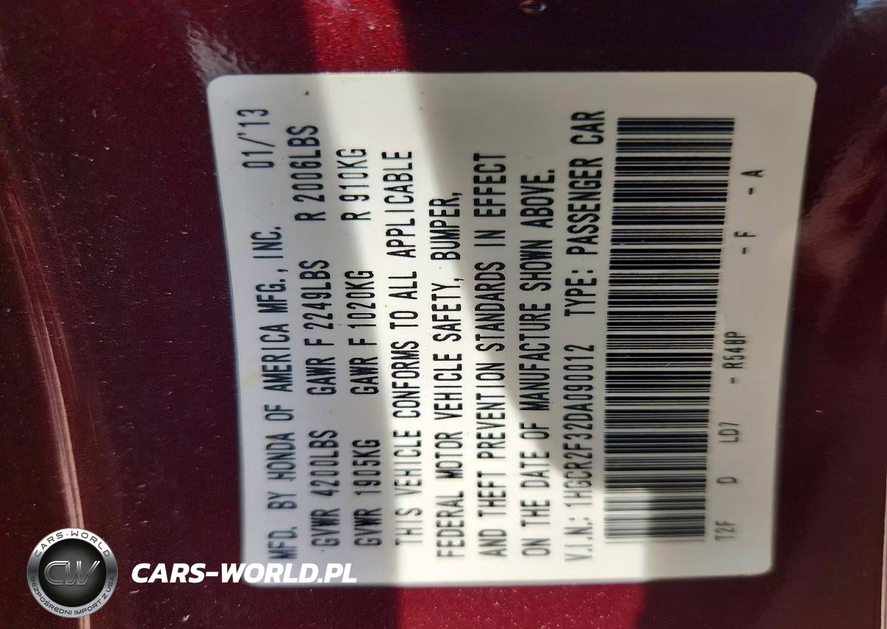 2013 Honda Accord Lx VIN:1HGCR2F32DA090012 - 12