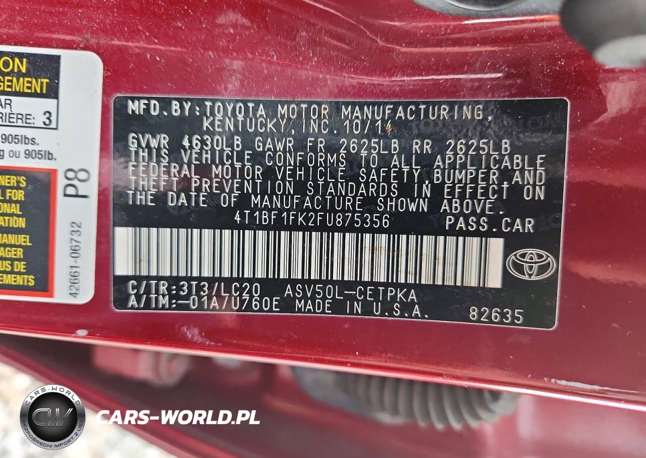 2015 Toyota Camry Xse VIN:4T1BF1FK2FU875356 - 13