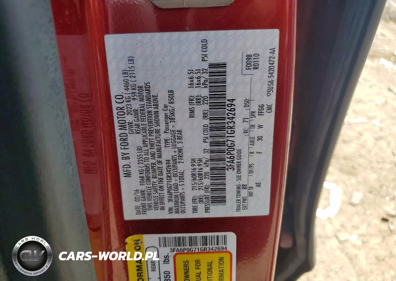 2016 Ford Fusion S VIN:3FA6P0G71GR342694 - 12