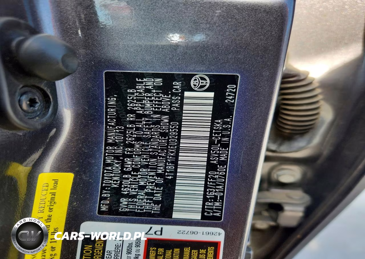 2014 Toyota Camry Se VIN:4T1BF1FKXEU329550 - 12