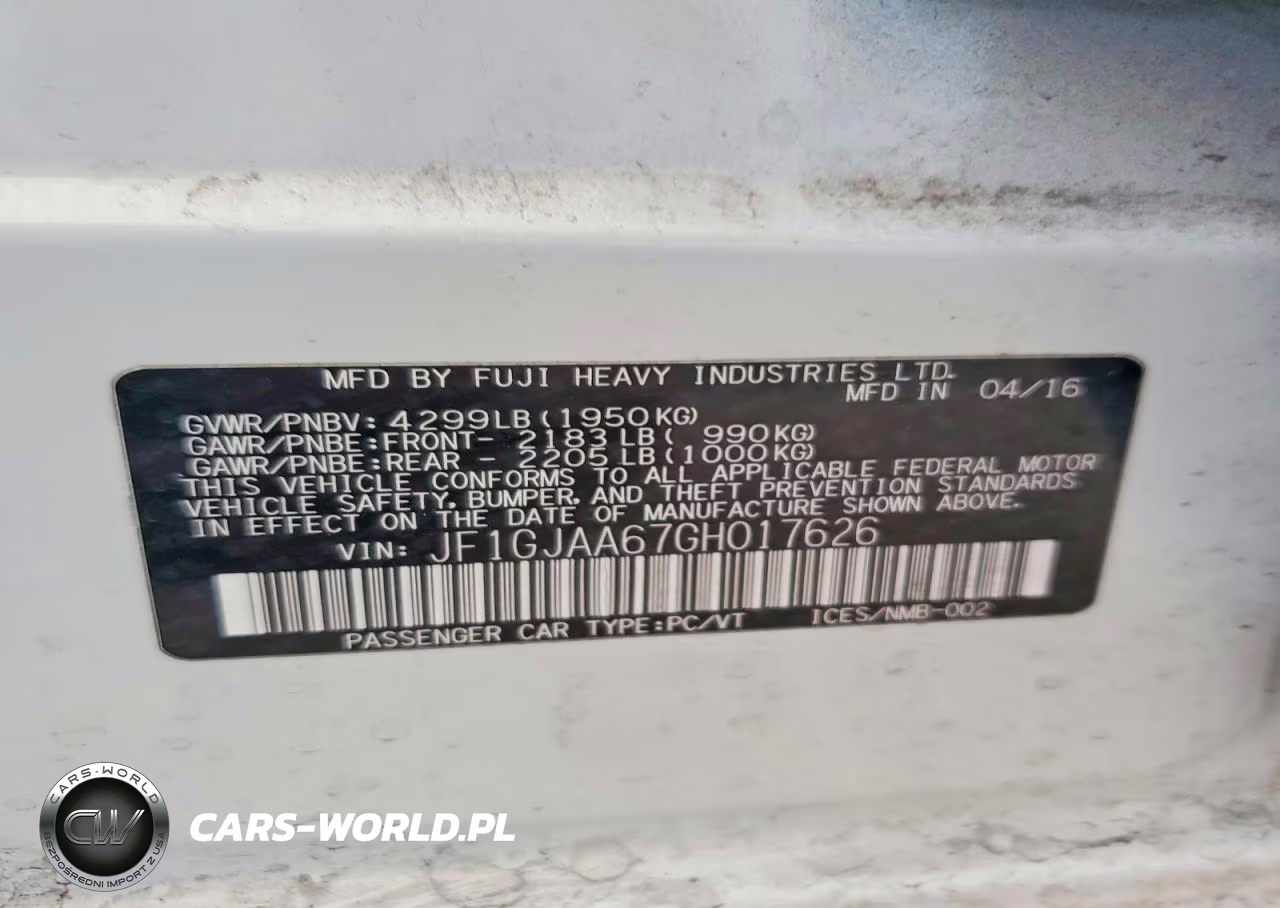 2016 Subaru Impreza VIN:JF1GJAA67GH017626 - 13