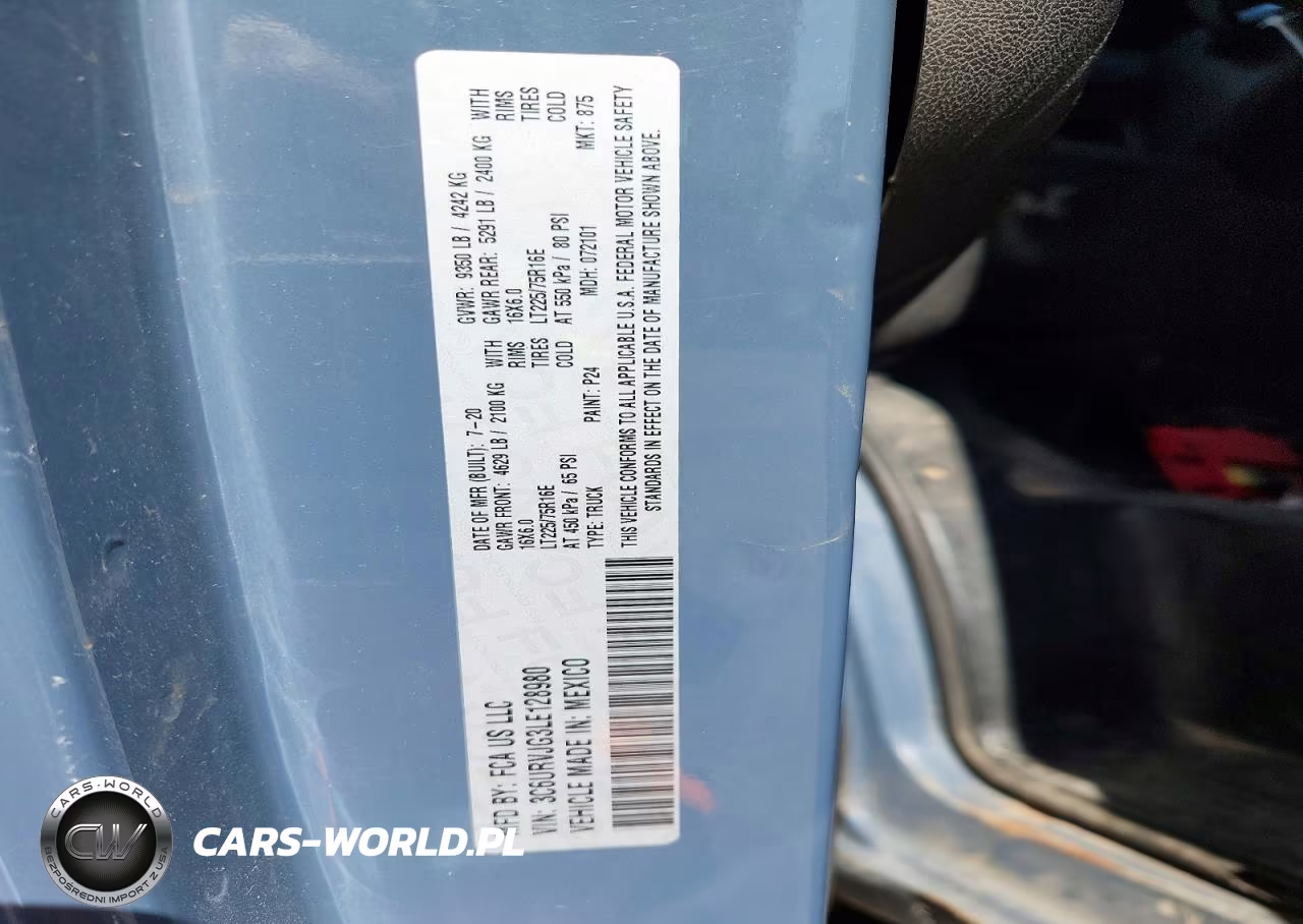 2020 Ram Promaster 3500 Delivery Van VIN:3C6URVJG3LE128980 - 12