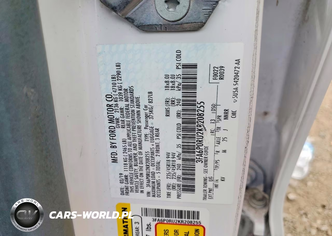 2019 Ford Fusion Titanium VIN:3FA6P0RU2KR208255 - 13