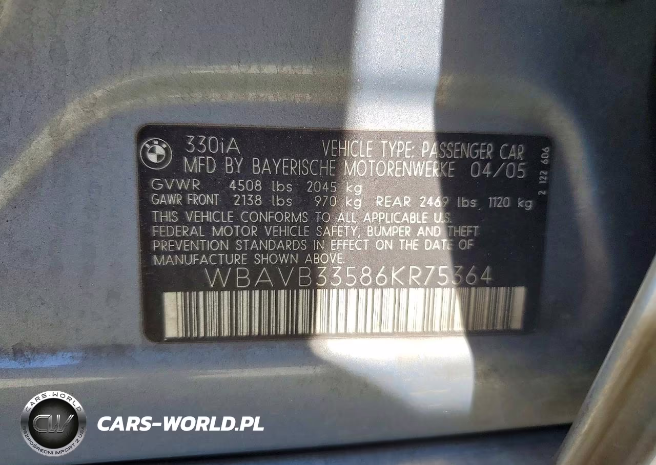 2006 BMW 330 I VIN:WBAVB33586KR75364 - 12