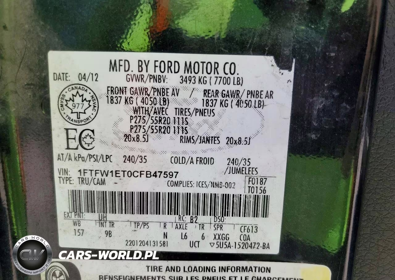 2012 Ford F150 Supercrew VIN:1FTFW1ET0CFB47597 - 12
