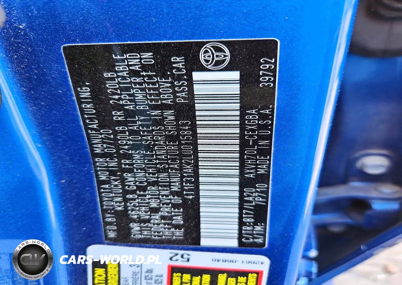 2020 Toyota Camry Xle VIN:4T1F31AK2LU015843 - 12