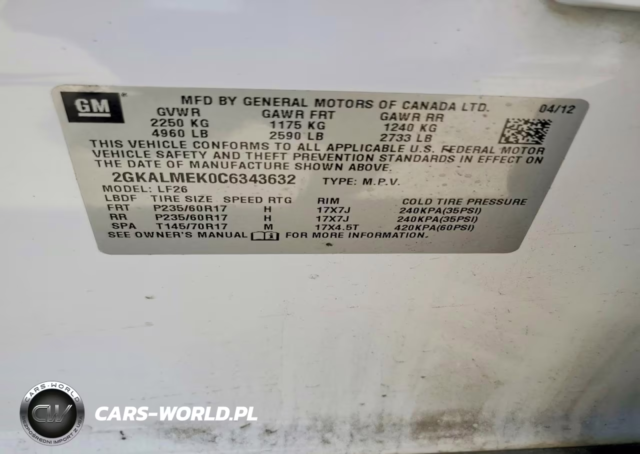 2012 GMC Terrain Sle VIN:2GKALMEK0C6343632 - 13