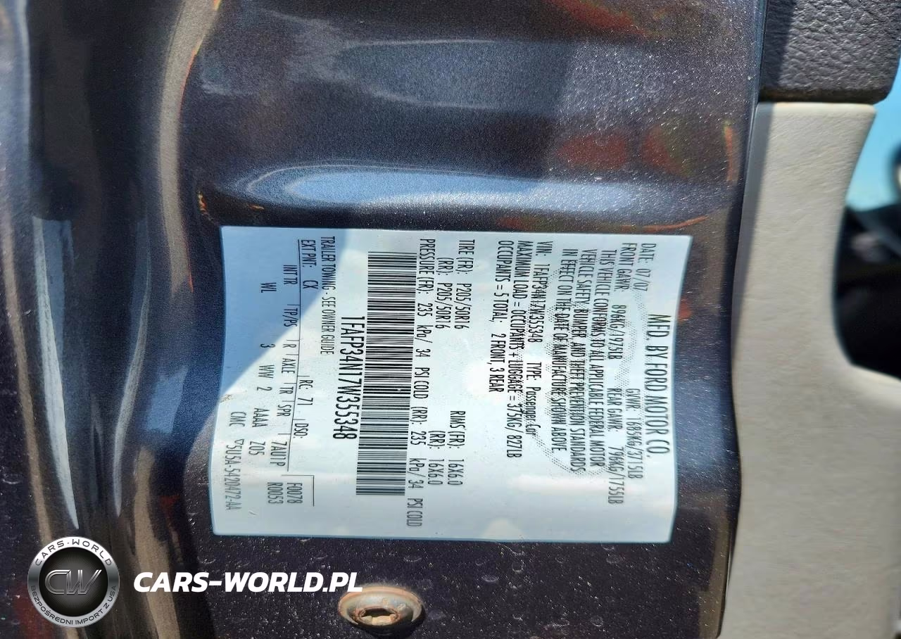 2007 Ford Focus Zx4 VIN:1FAFP34N17W355348 - 12
