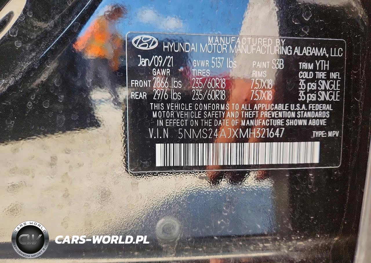 2021 Hyundai Santa Fe Sel VIN:5NMS24AJXMH321647 - 12