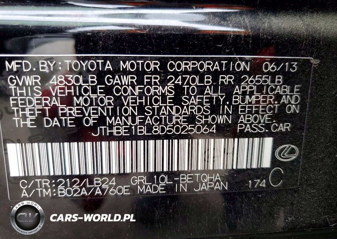 2013 Lexus Gs 350 VIN:JTHBE1BL8D5025064 - 12