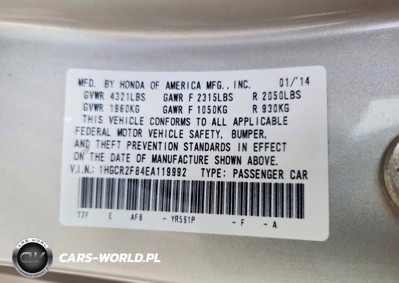 2014 Honda Accord Exl VIN:1HGCR2F84EA119992 - 12