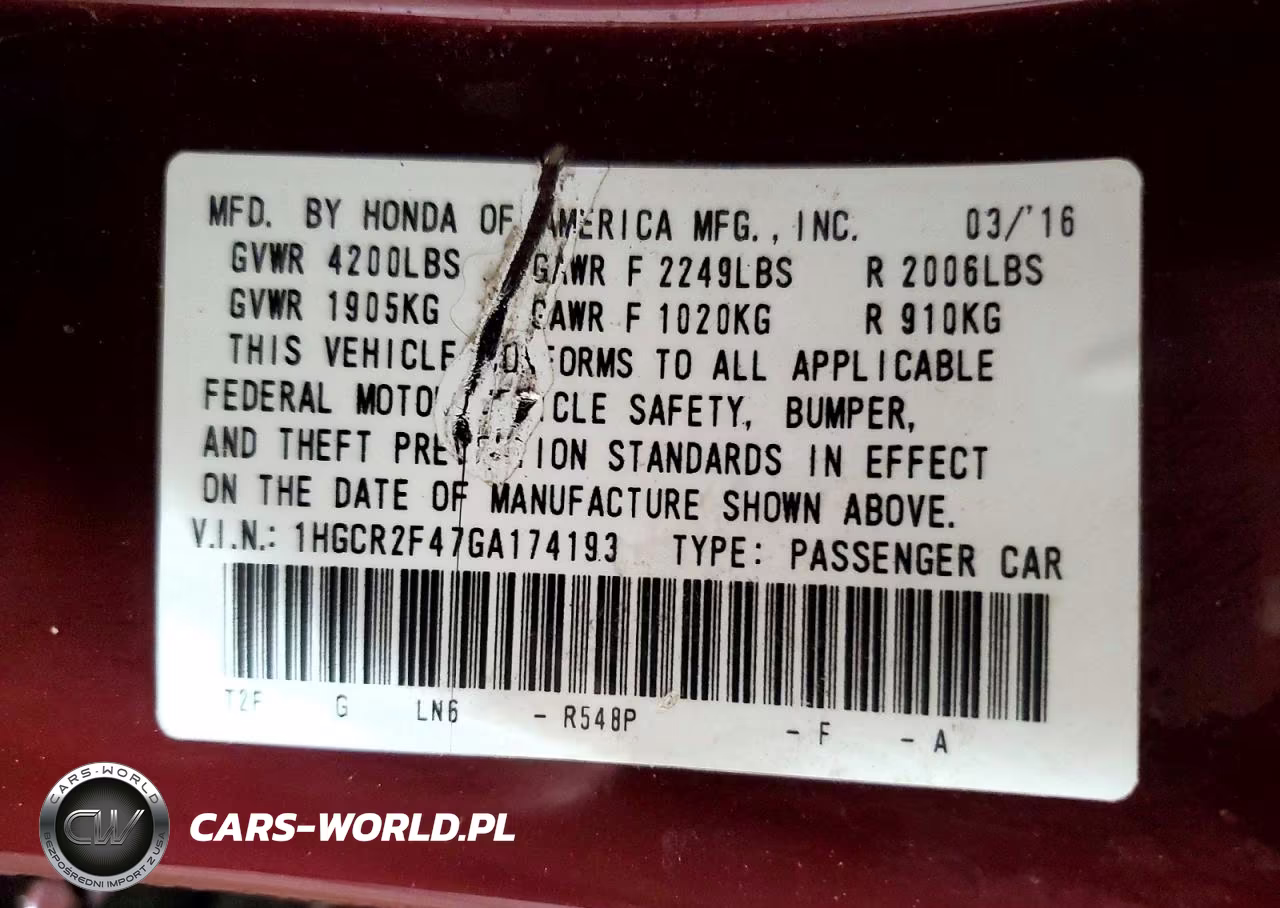 2016 Honda Accord Lx VIN:1HGCR2F47GA174193 - 12