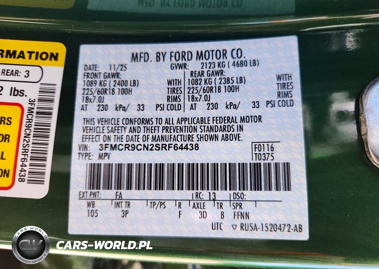 2025 Ford Bronco Sport Outer Banks VIN:3FMCR9CN2SRF64438 - 13