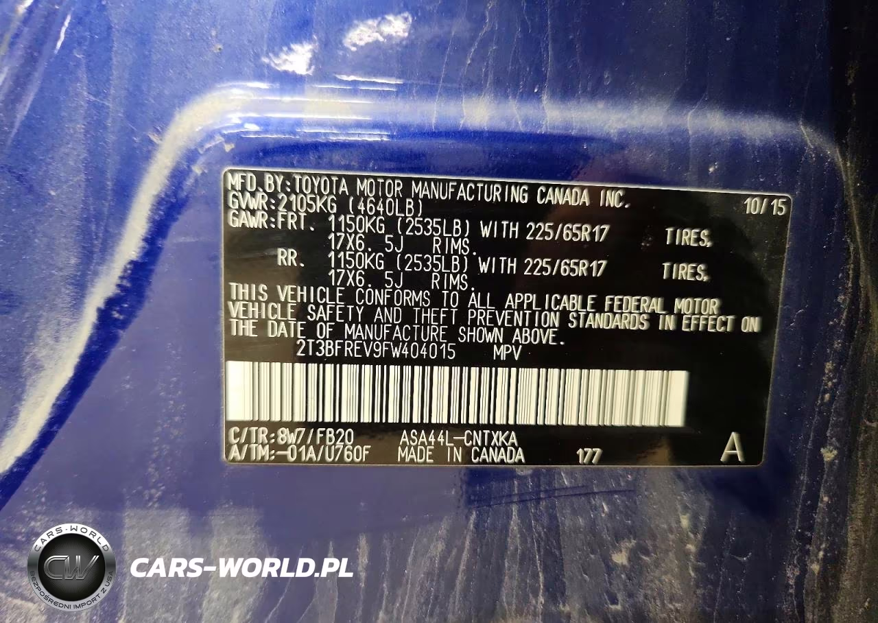 2015 Toyota Rav4 Le VIN:2T3BFREV9FW404015 - 13