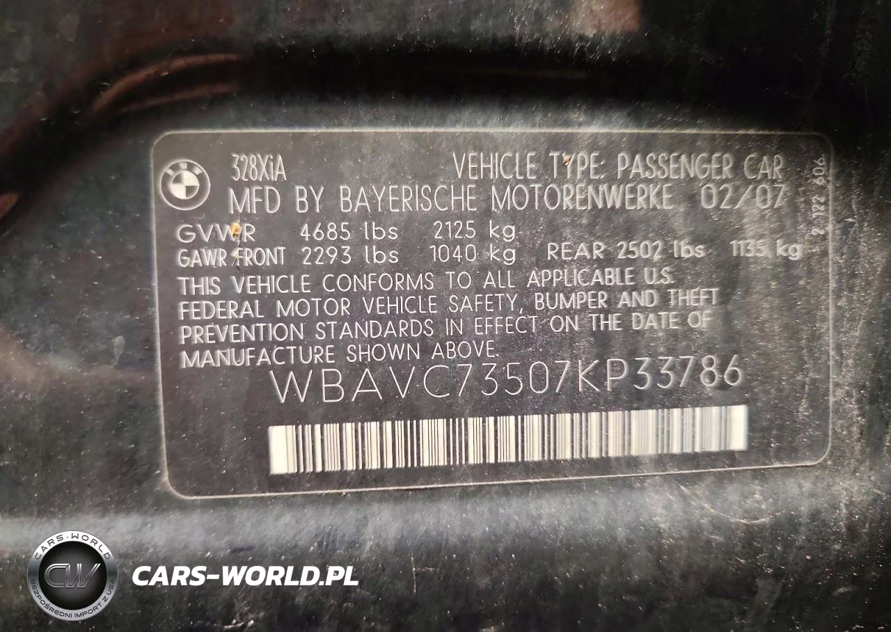 2007 BMW 328 Xi Sulev VIN:WBAVC73507KP33786 - 13