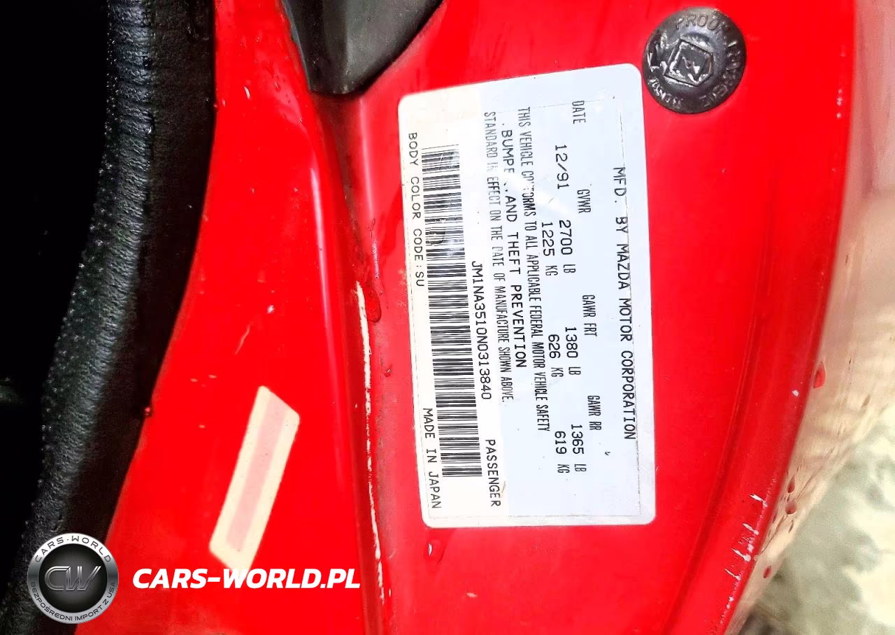 1992 Mazda Mx-5 Miata VIN:JM1NA3510N0313840 - 12