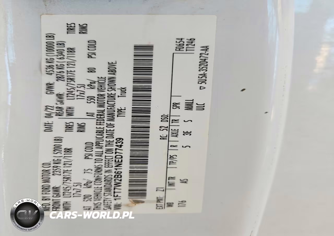 2022 Ford F250 Super Duty VIN:1FT7W2B61NED77439 - 12