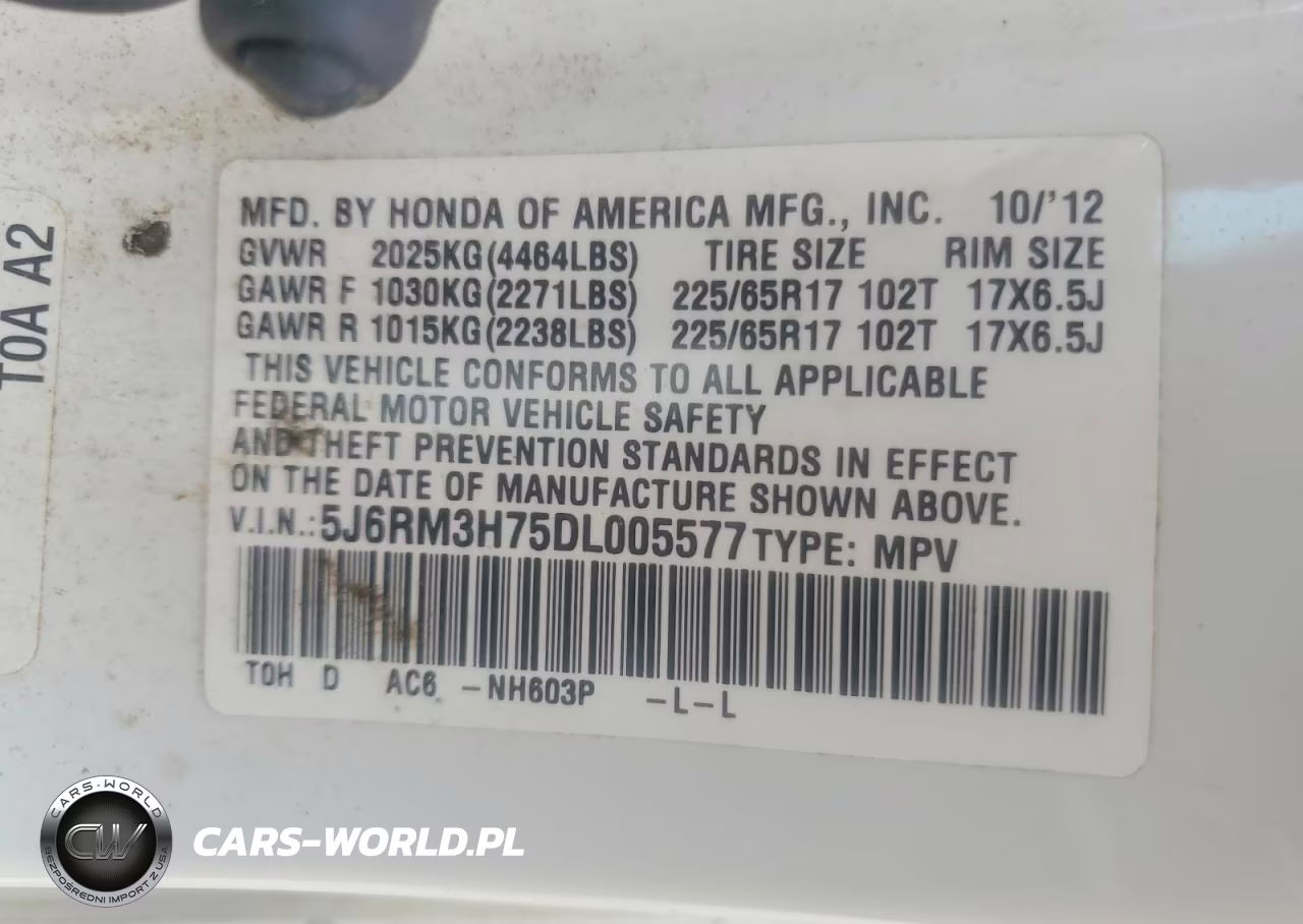 2013 Honda Cr-V Exl VIN:5J6RM3H75DL005577 - 13