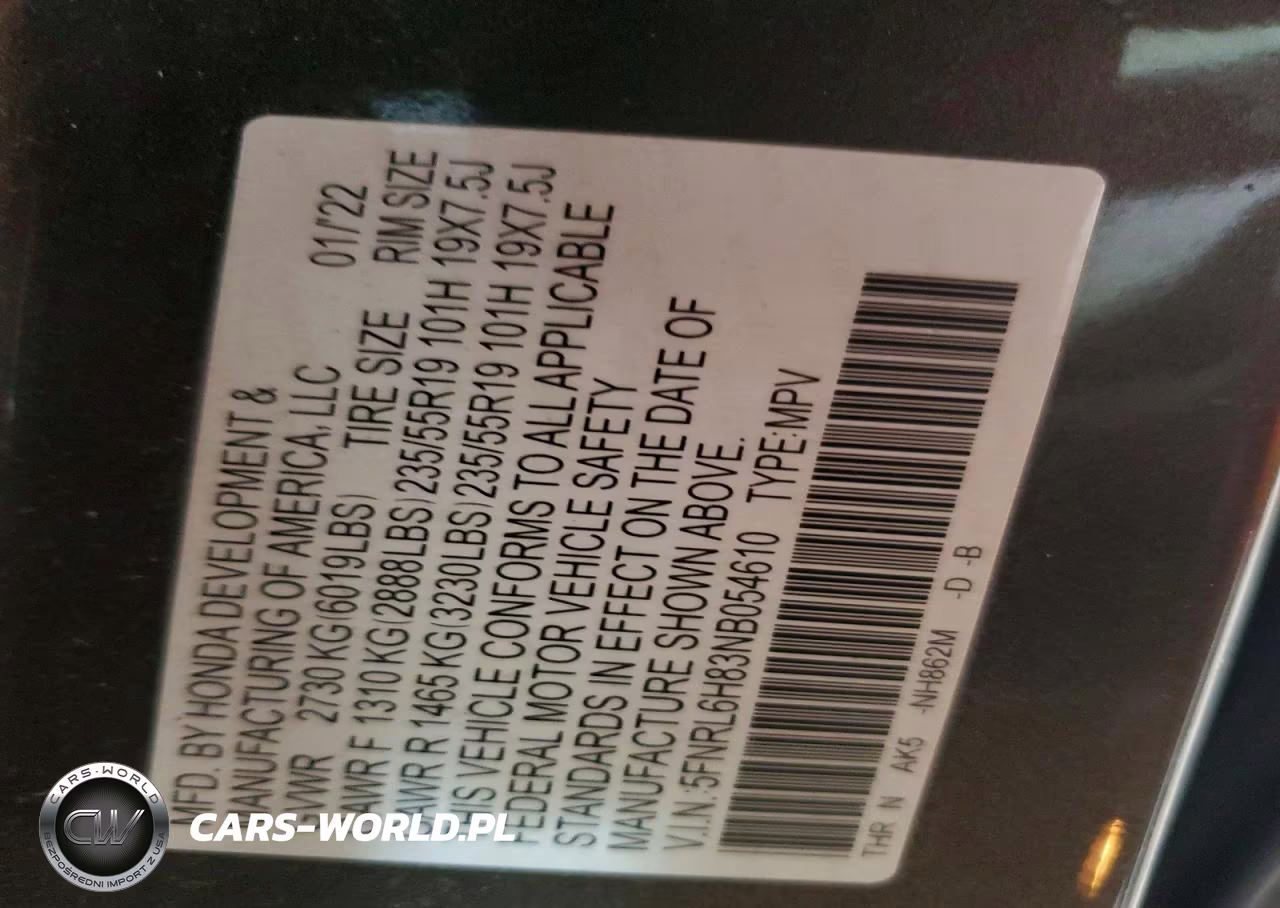 2022 Honda Odyssey Touring VIN:5FNRL6H83NB054610 - 13