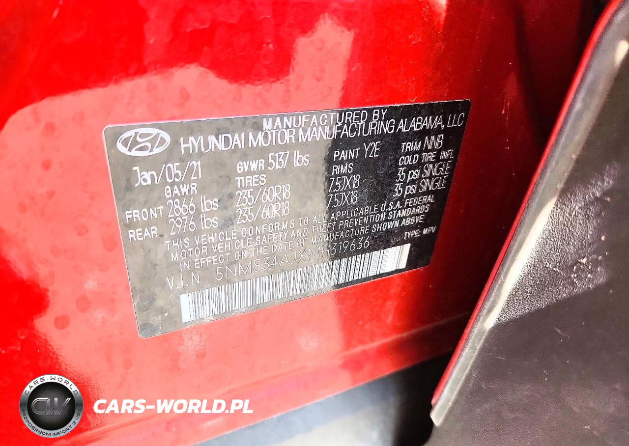 2021 Hyundai Santa Fe Sel VIN:5NMS34AJXMH319636 - 13