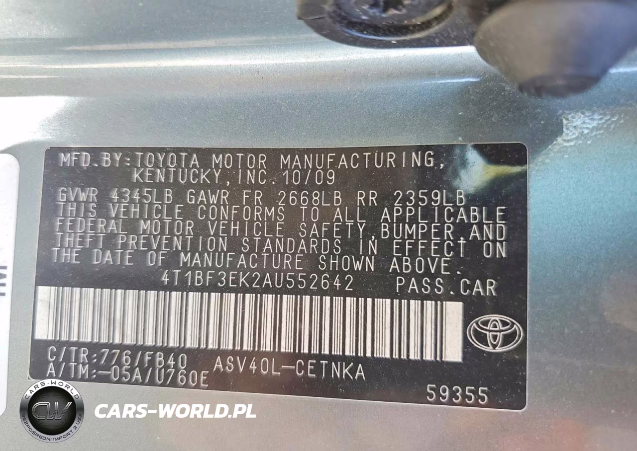 2010 Toyota Camry Le VIN:4T1BF3EK2AU552642 - 12
