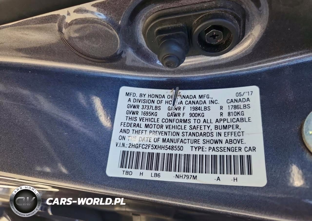 2017 Honda Civic Lx VIN:2HGFC2F5XHH548550 - 12