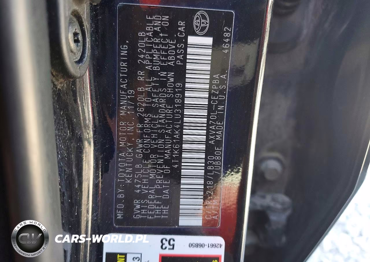 2020 Toyota Camry Xse VIN:4T1K61AK4LU318919 - 12