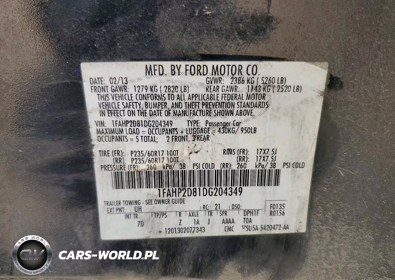 2013 Ford Taurus Se VIN:1FAHP2D81DG204349 - 12