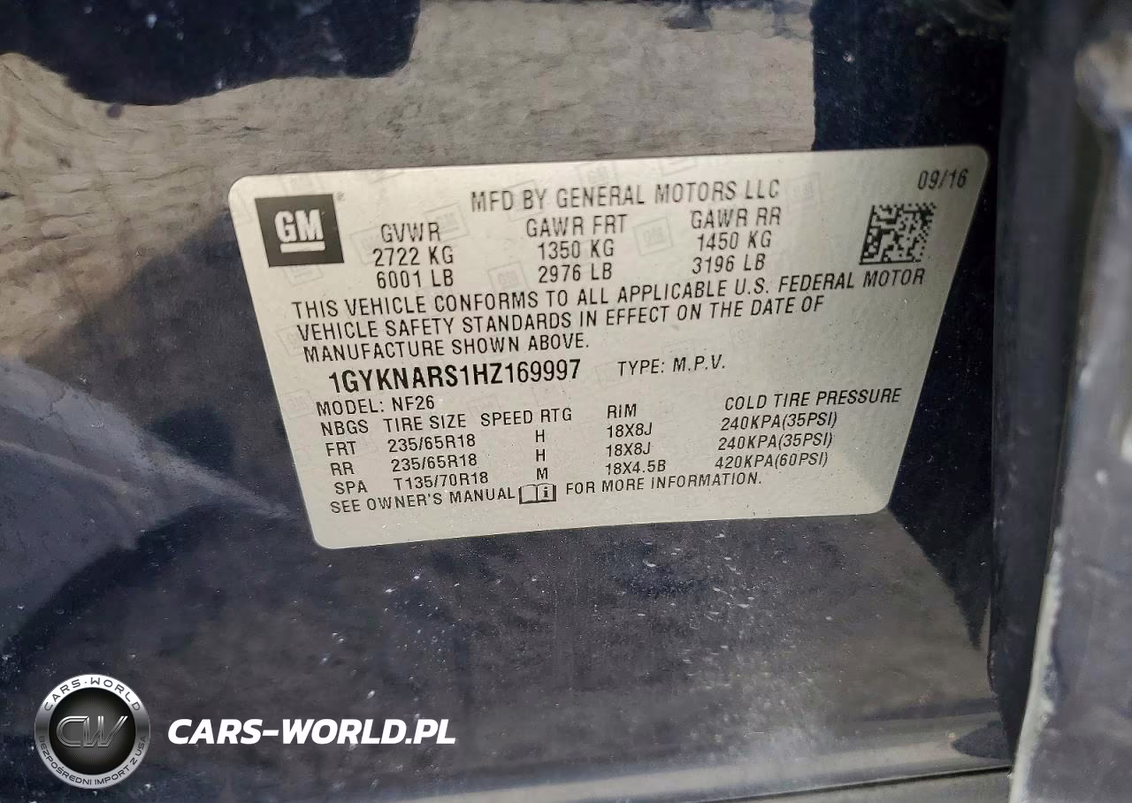 2017 Cadillac Xt5 VIN:1GYKNARS1HZ169997 - 14
