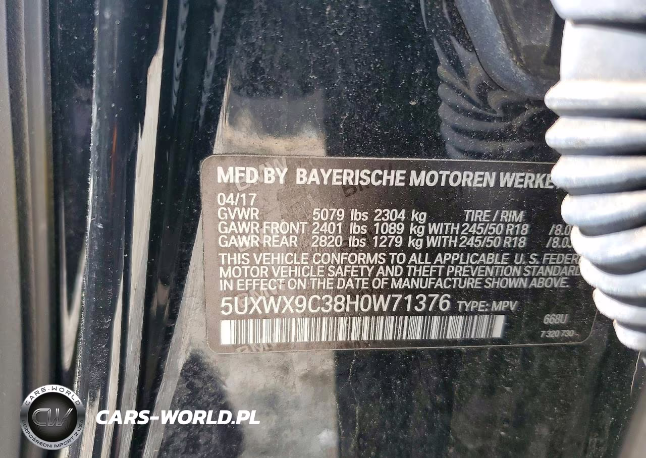 2017 BMW X3 xDrive28I VIN:5UXWX9C38H0W71376 - 13