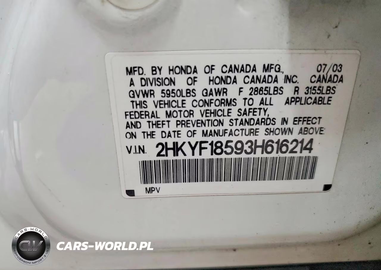 2003 Honda Pilot Exl VIN:2HKYF18593H616214 - 13