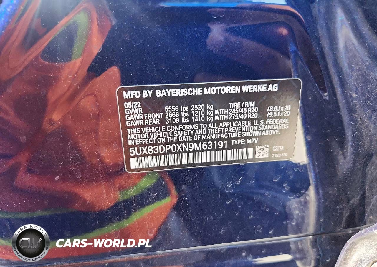 2022 BMW X3 M40I VIN:5UX83DP0XN9M63191 - 14
