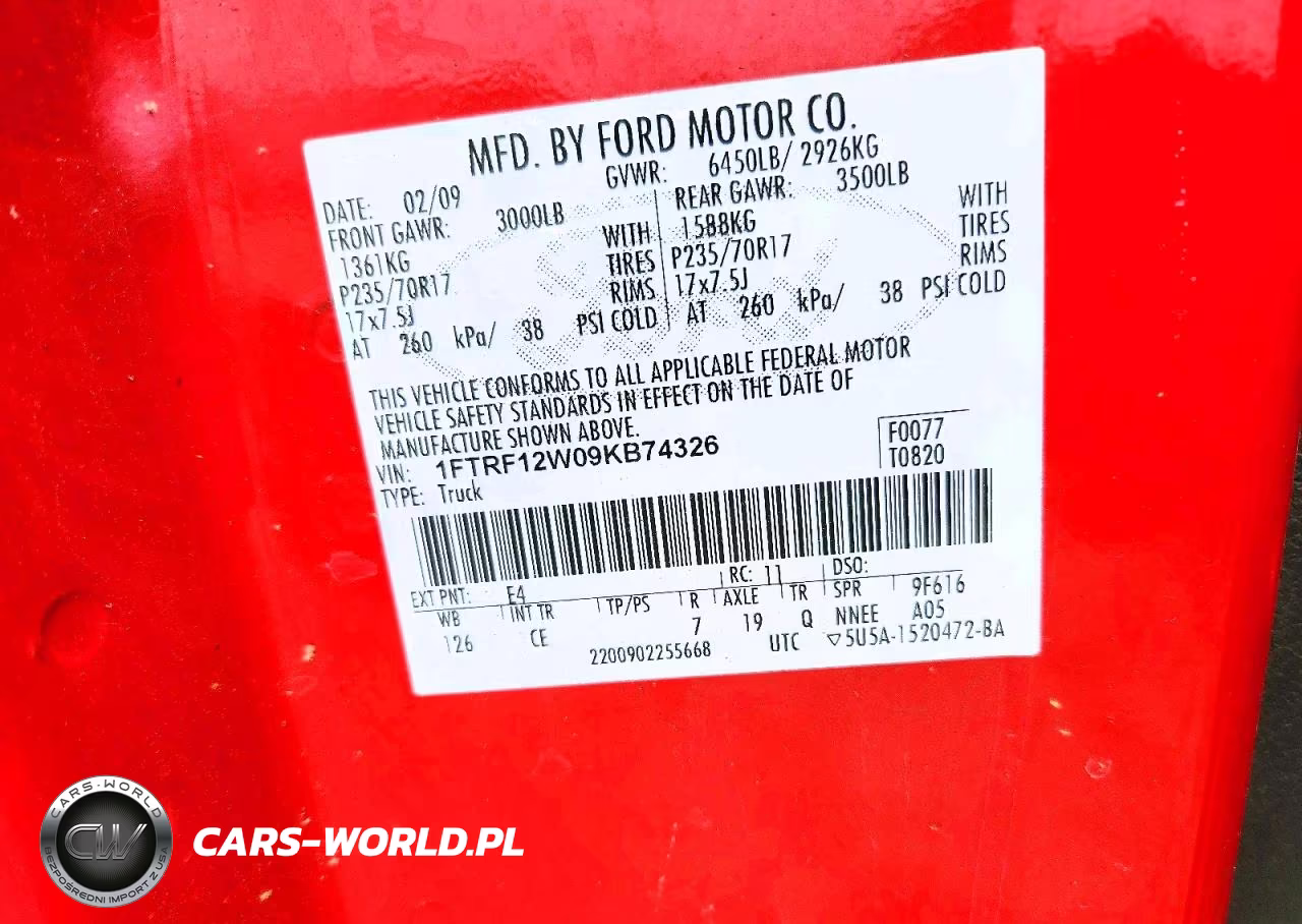 2009 Ford F150 VIN:1FTRF12W09KB74326 - 13