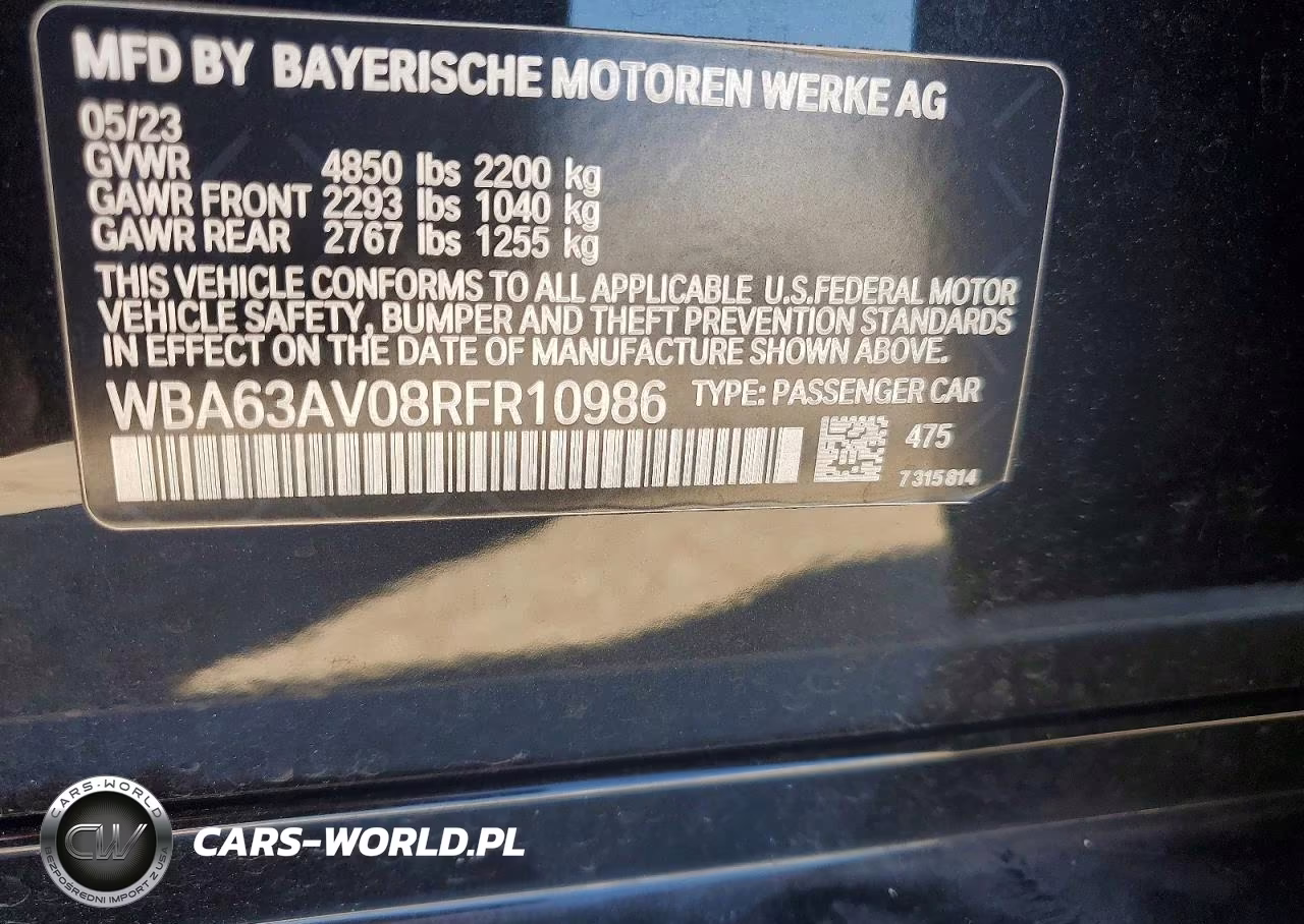 2024 BMW 430I Gran Coupe VIN:WBA63AV08RFR10986 - 12