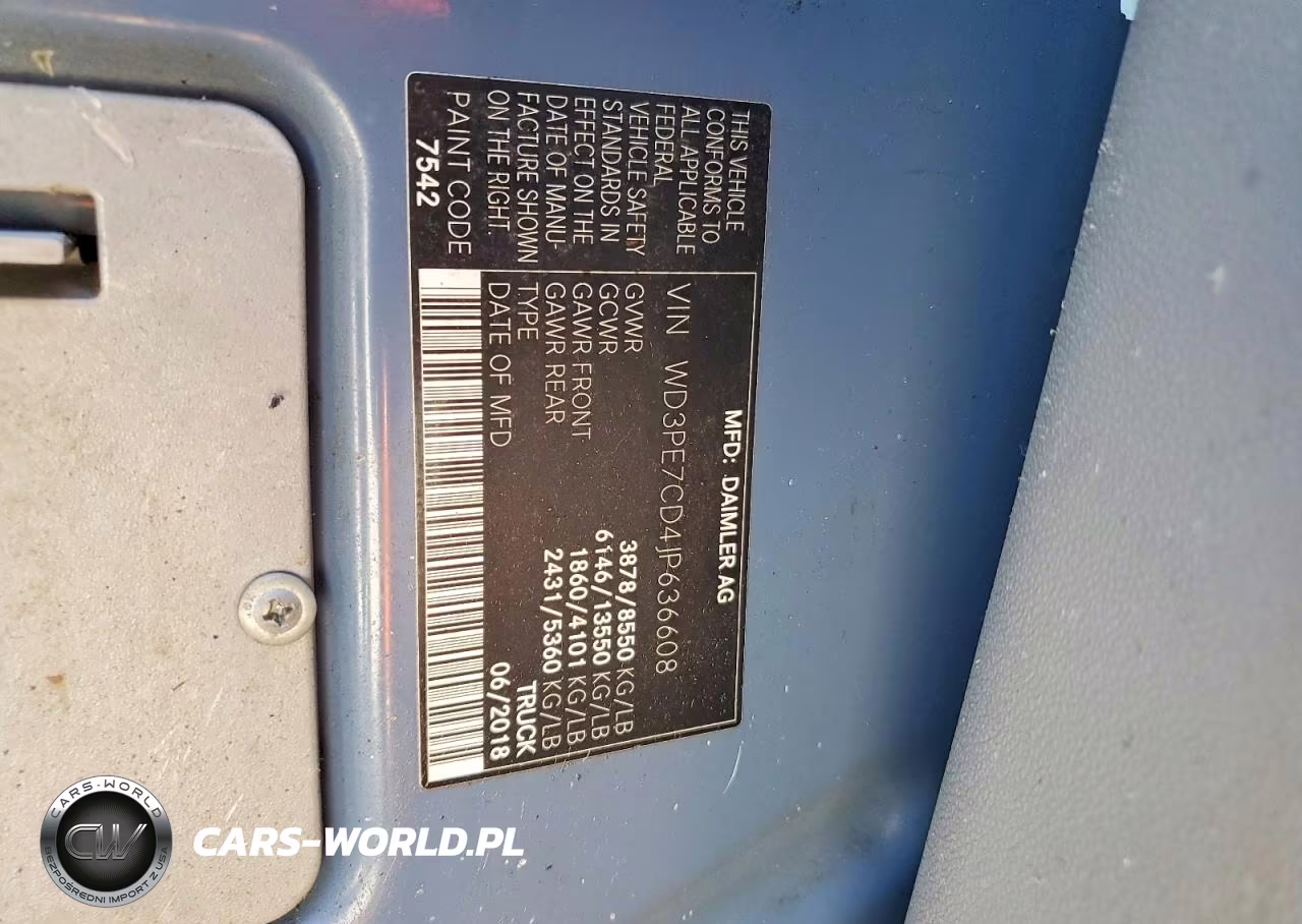 2018 Mercedes-Benz Sprinter 2500 VIN:WD3PE7CD4JP636608 - 14