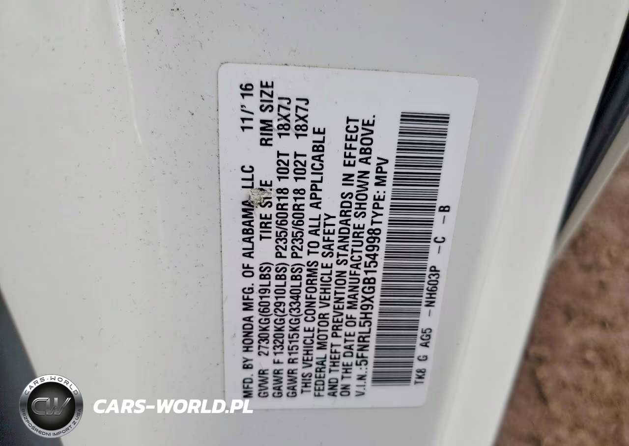 2016 Honda Odyssey Touring VIN:5FNRL5H9XGB154998 - 13