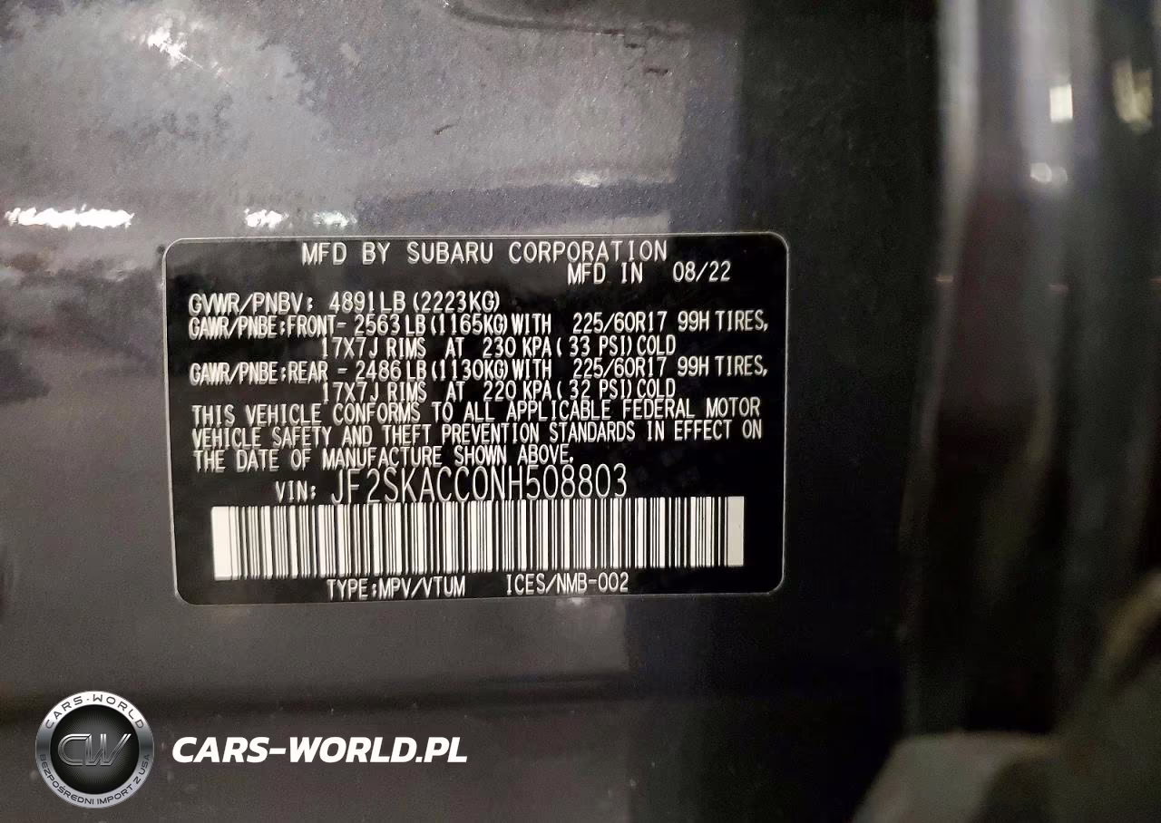 2022 Subaru Forester VIN:JF2SKACC0NH508803 - 13