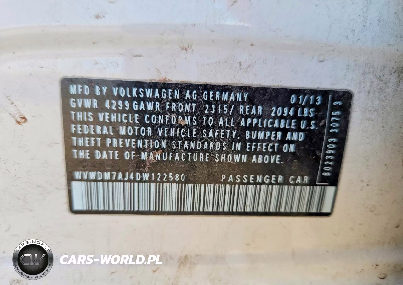 2013 Volkswagen Golf VIN:WVWDM7AJ4DW122580 - 13