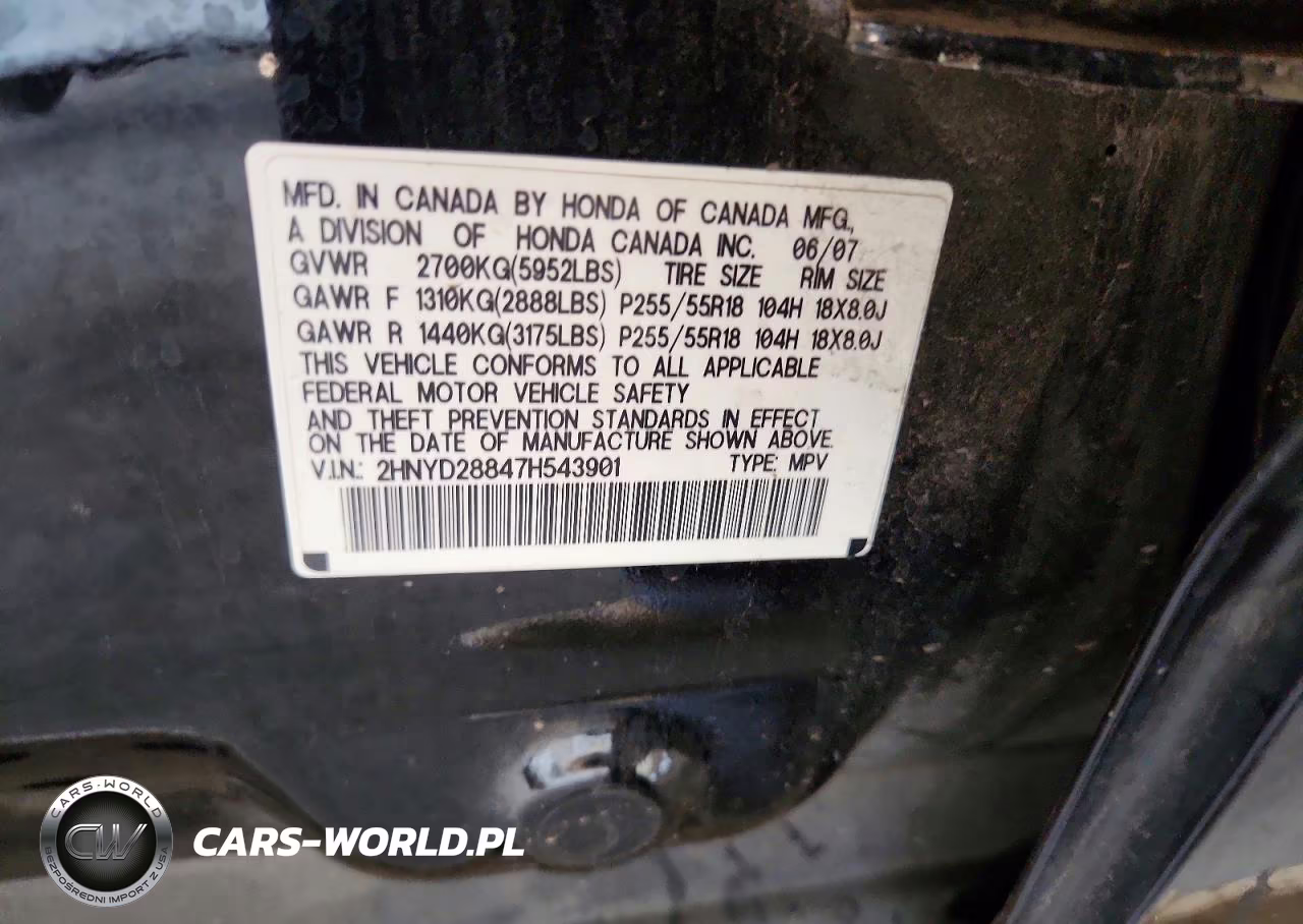 2007 Acura Mdx Sport VIN:2HNYD28847H543901 - 13