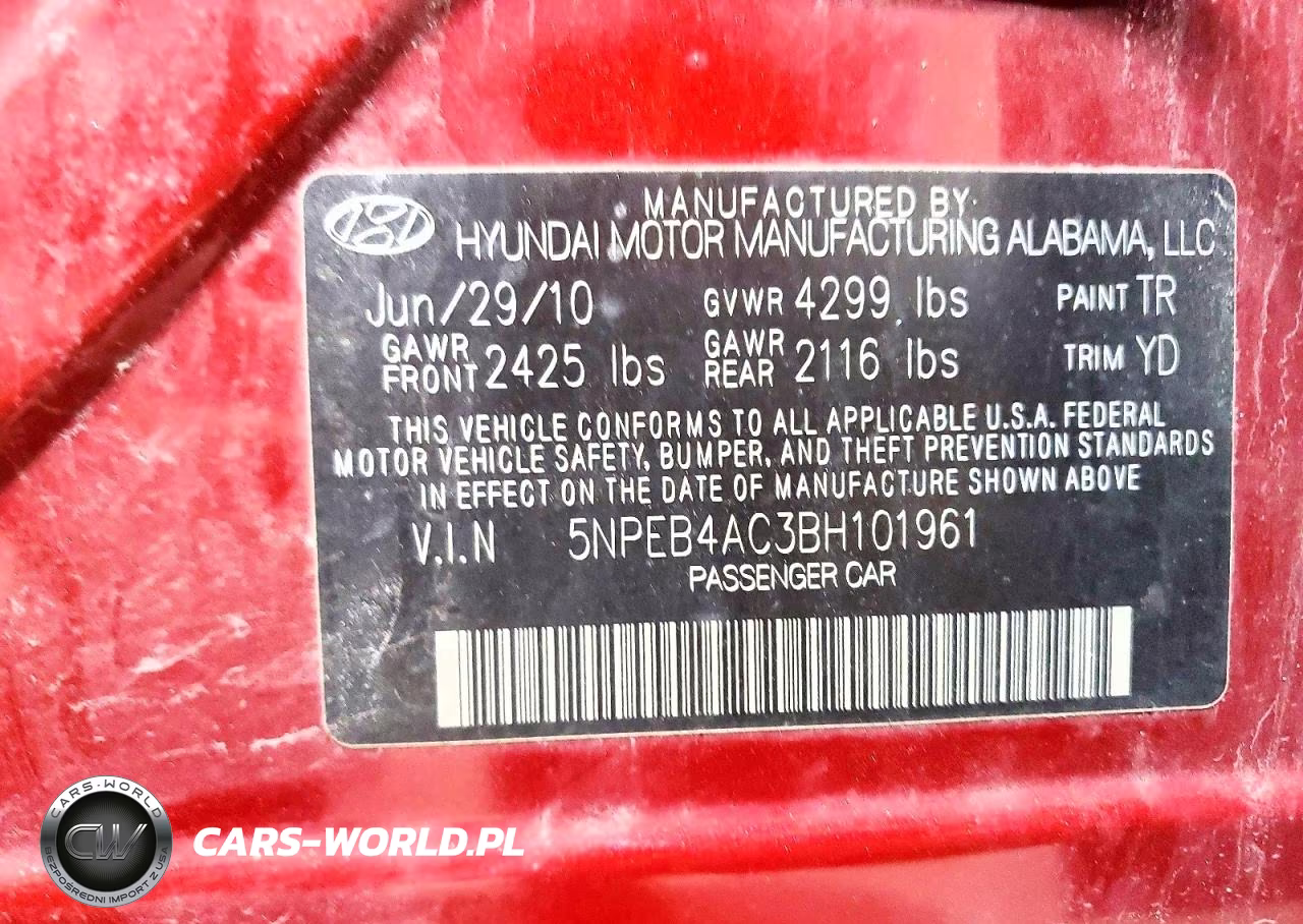 2011 Hyundai Sonata Gls VIN:5NPEB4AC3BH101961 - 12