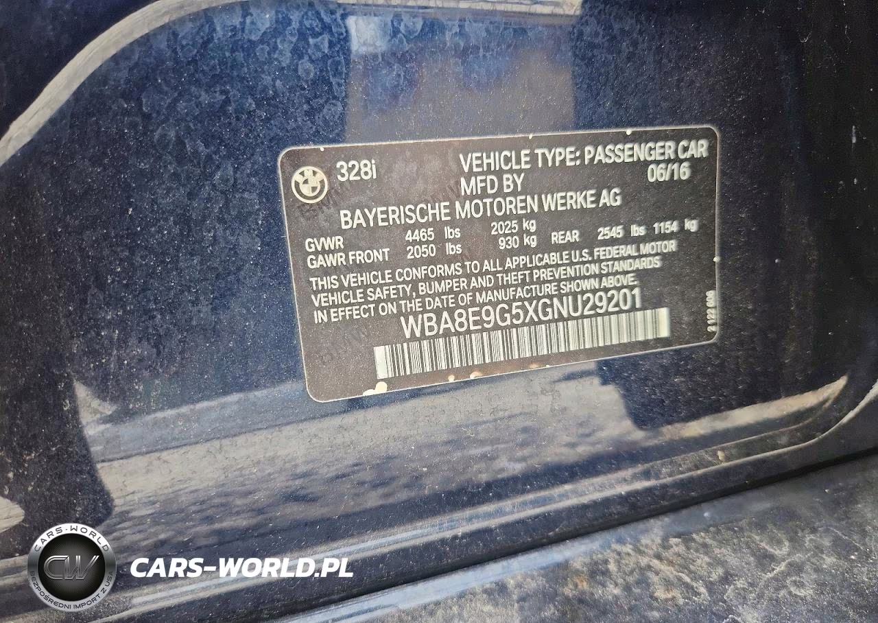 2016 BMW 328 I Sulev VIN:WBA8E9G5XGNU29201 - 12