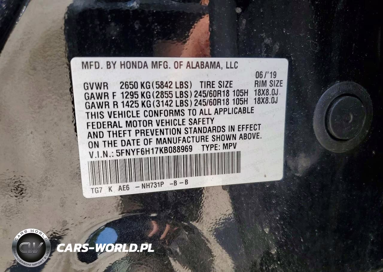 2019 Honda Pilot Lx VIN:5FNYF6H17KB088969 - 14