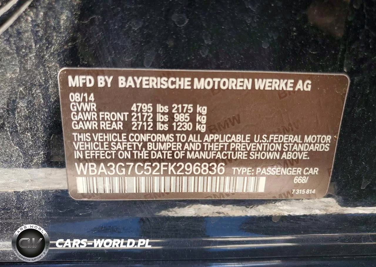 2015 BMW 328 Xi VIN:WBA3G7C52FK296836 - 12