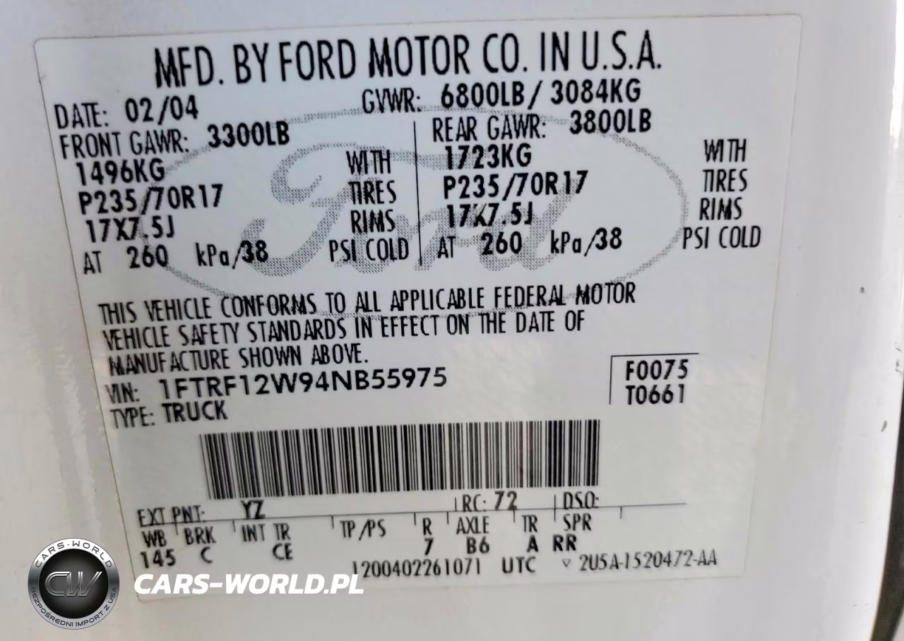 2004 Ford F150 VIN:1FTRF12W94NB55975 - 12