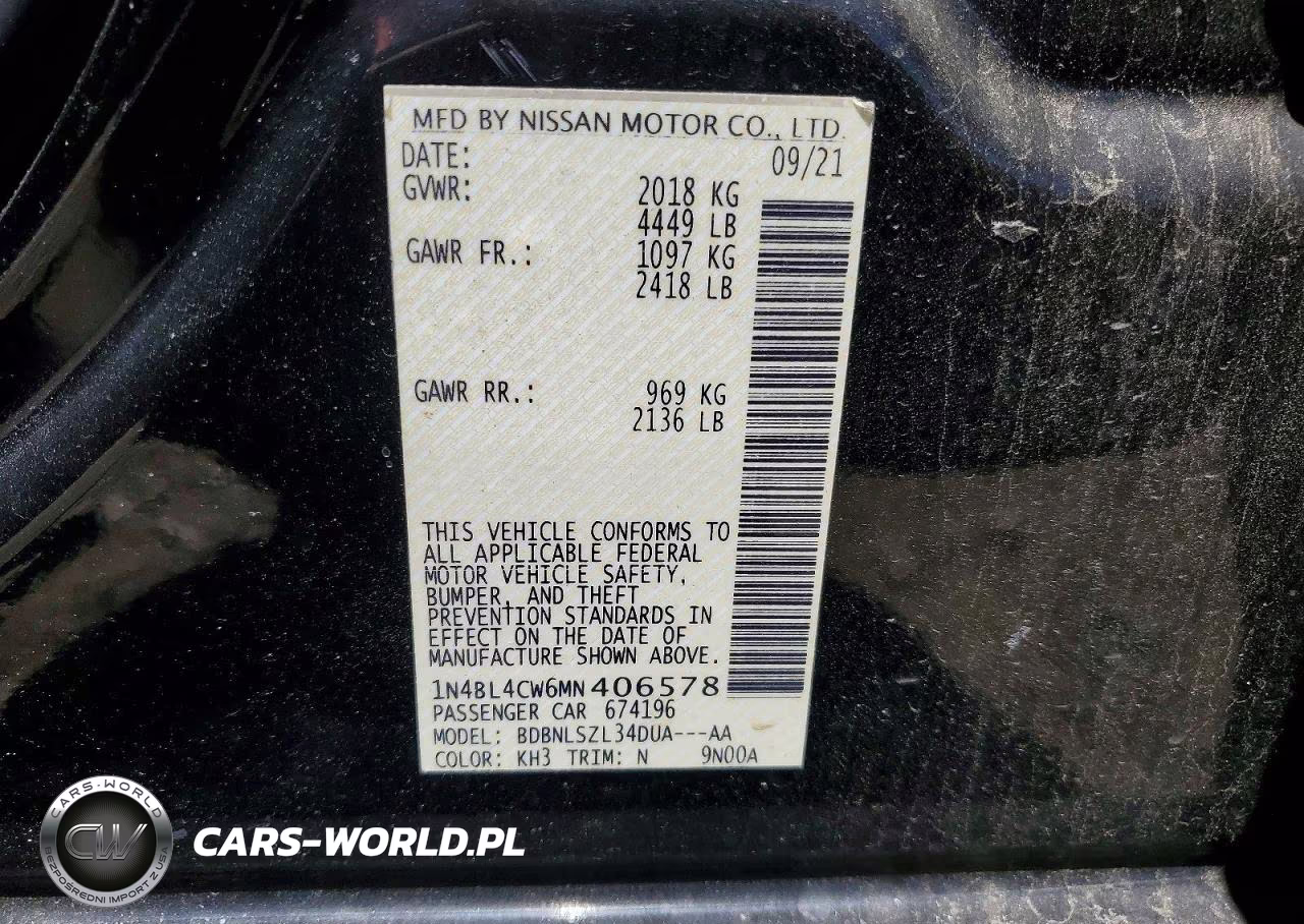 2021 Nissan Altima Sr VIN:1N4BL4CW6MN406578 - 12