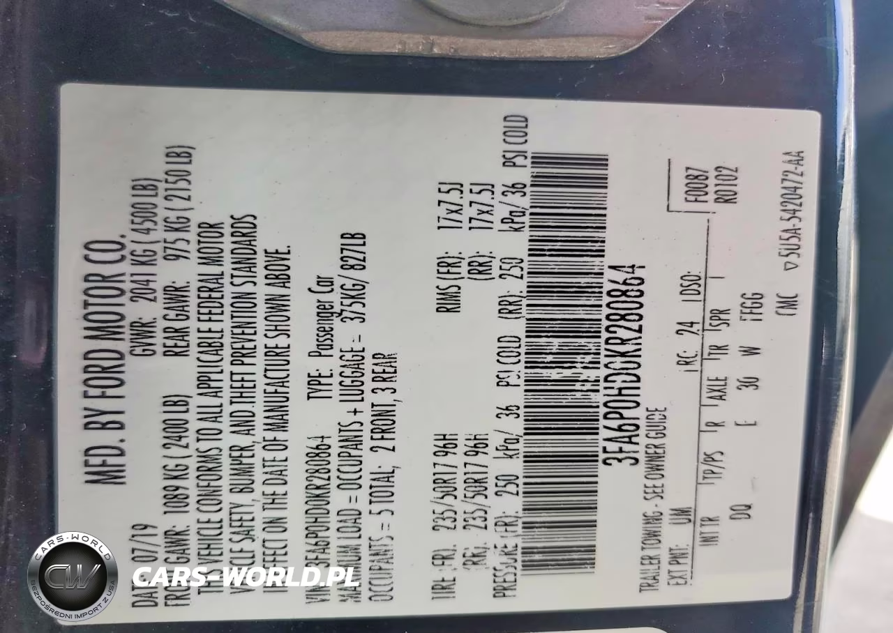 2019 Ford Fusion Se VIN:3FA6P0HD0KR280864 - 12