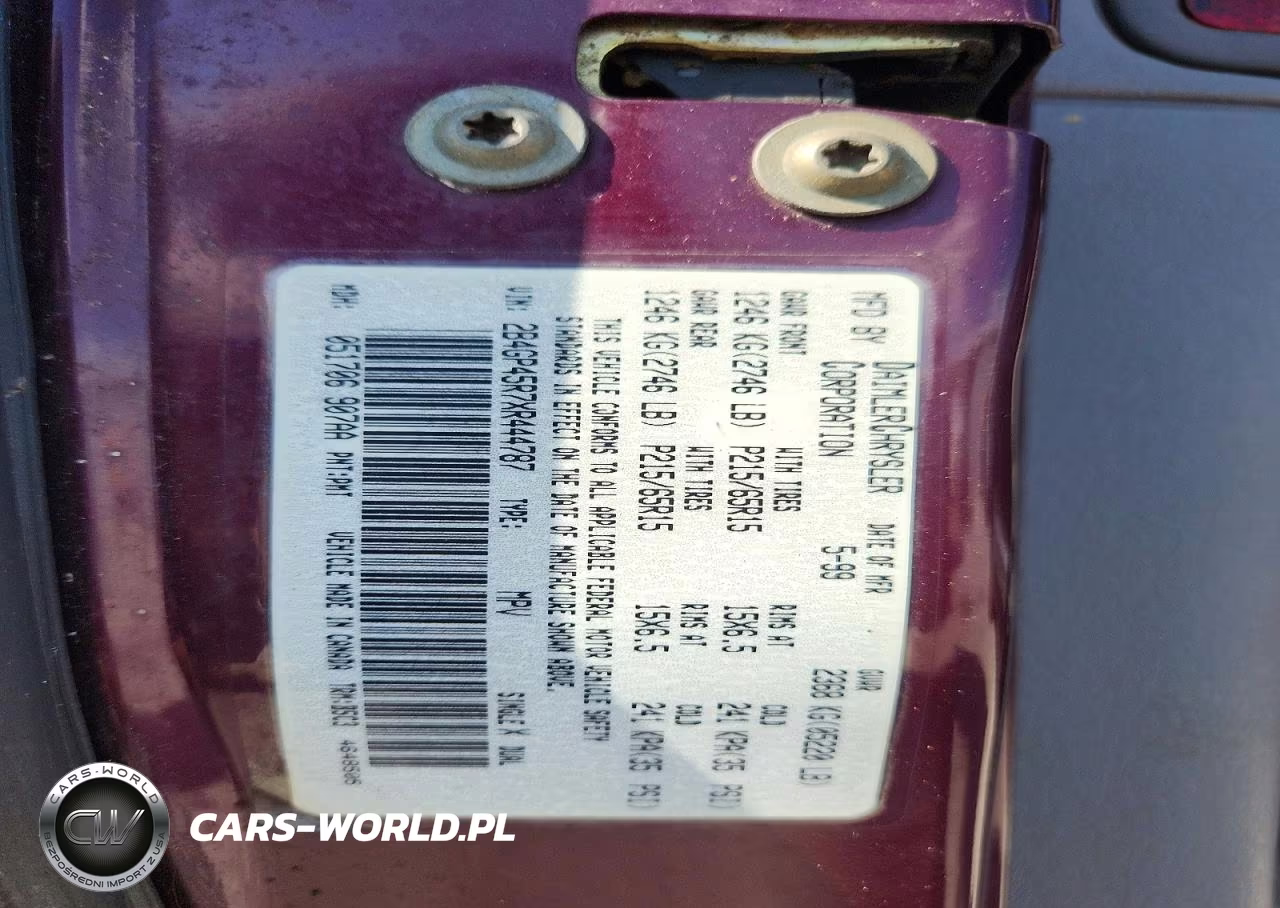 1999 Dodge Caravan Se-Sport VIN:2B4GP45R7XR444787 - 13