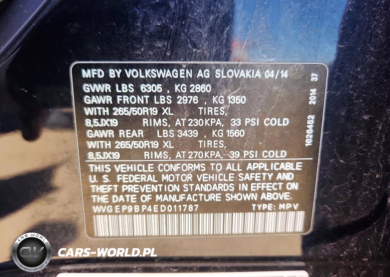 2014 Volkswagen Touareg V6 Tdi VIN:WVGEP9BP4ED011787 - 12