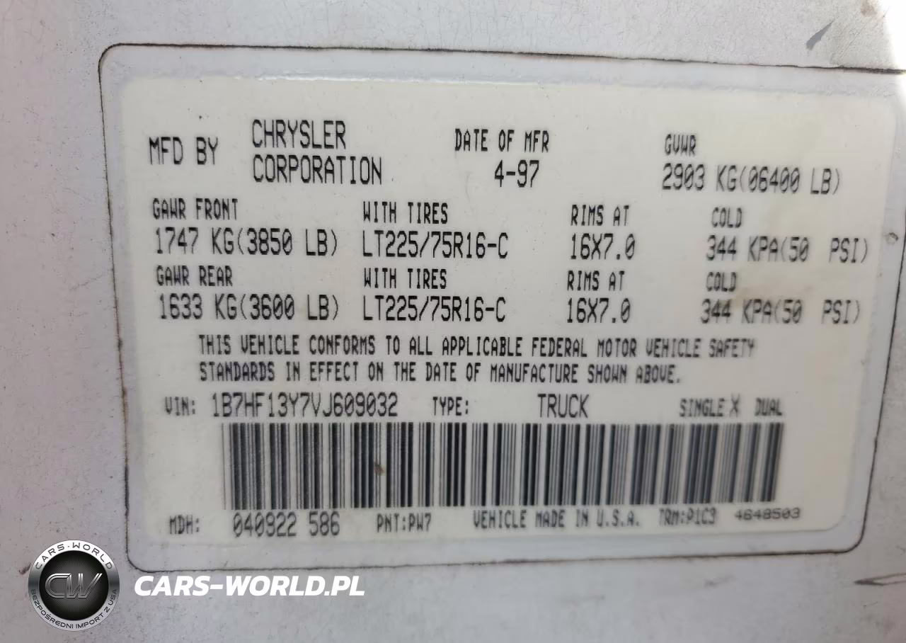 1997 Dodge 1500 VIN:1B7HF13Y7VJ609032 - 12