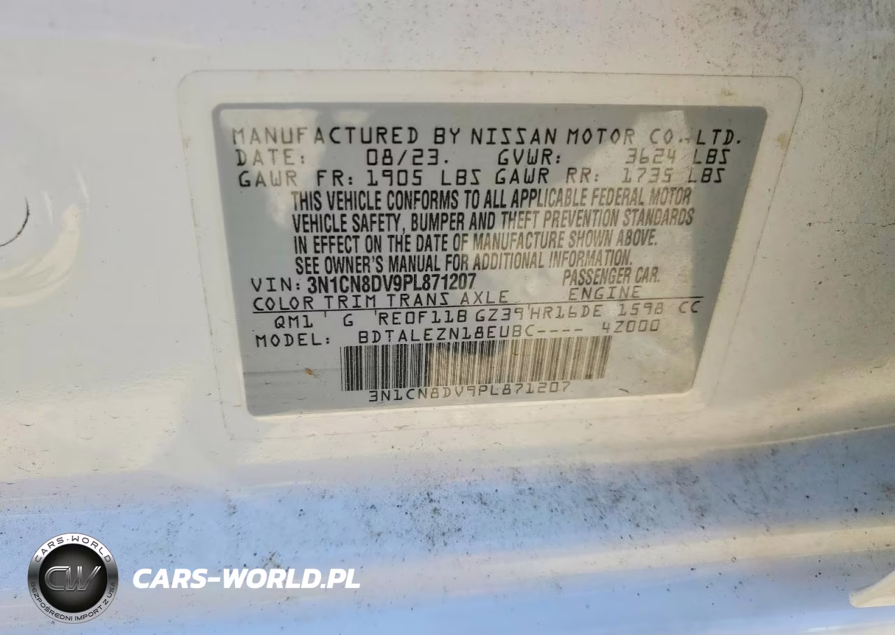 2023 Nissan Versa S VIN:3N1CN8DV9PL871207 - 12